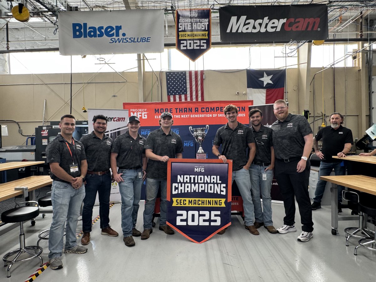 ProjectMfg's tweet image. The chips were flying, the machines were humming, and the talent was unreal. 🔥

After an intense showdown, only one team could claim the top spot:

🏆 2025 SEC Machining Champions: Mississippi State University
🥈 University of Missouri
🥉 University of Tennessee