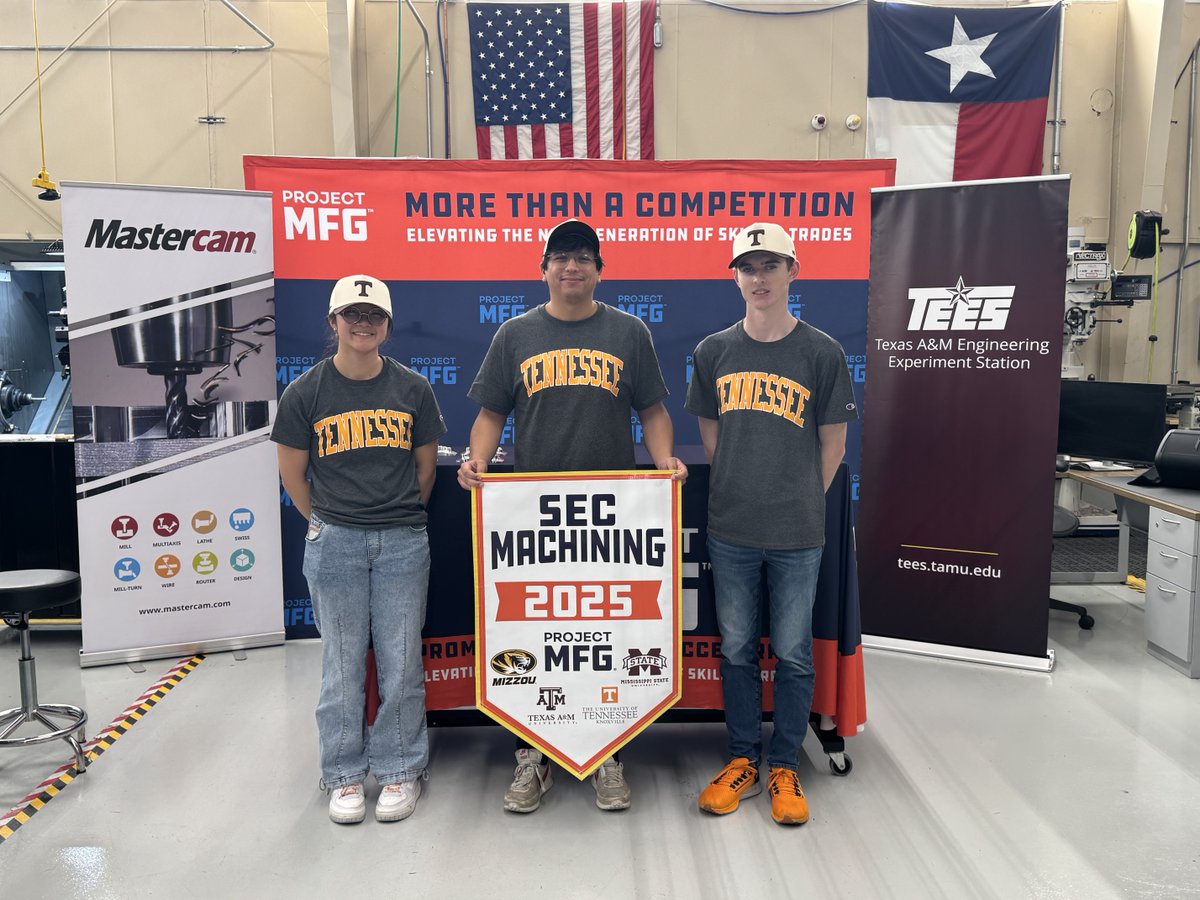 ProjectMfg's tweet image. The chips were flying, the machines were humming, and the talent was unreal. 🔥

After an intense showdown, only one team could claim the top spot:

🏆 2025 SEC Machining Champions: Mississippi State University
🥈 University of Missouri
🥉 University of Tennessee