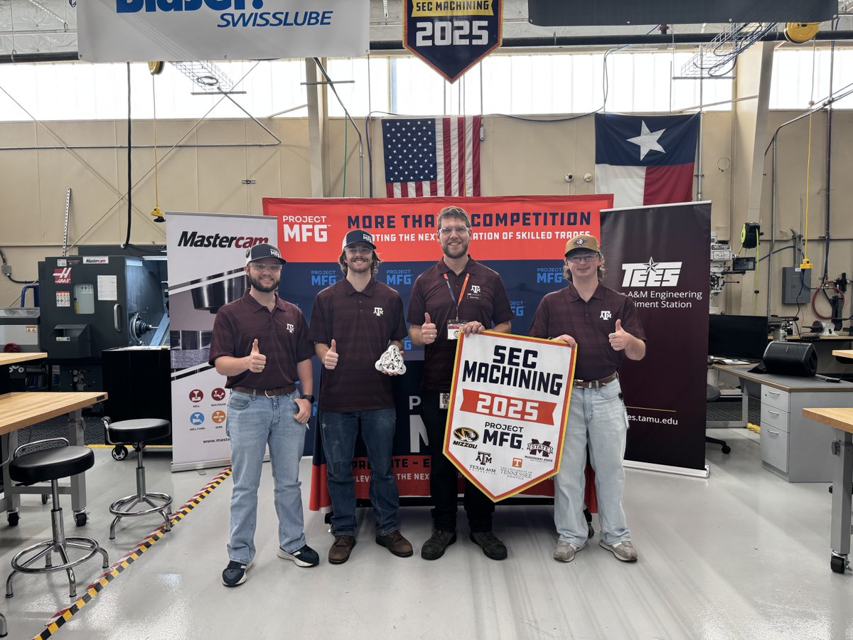 ProjectMfg's tweet image. The chips were flying, the machines were humming, and the talent was unreal. 🔥

After an intense showdown, only one team could claim the top spot:

🏆 2025 SEC Machining Champions: Mississippi State University
🥈 University of Missouri
🥉 University of Tennessee