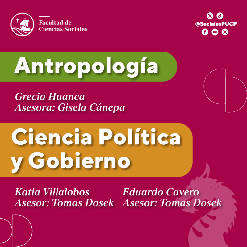 #LogrosGIES 🎉

🎉 Felicitamos a nuestrxs investigadorxs <a href="/KatiaIVC/">Katia Villalobos</a> y <a href="/ecaveror/">Eduardo Cavero</a>, ganadores del concurso de mejores tesis 2025 brindado por <a href="/SocialesPUCP/">Facultad de Ciencias Sociales PUCP</a>  📚, y felicitamos también a nuestro investigador <a href="/tomdosek/">Tomas Dosek</a> por su valioso acompañamiento como asesor 🙌