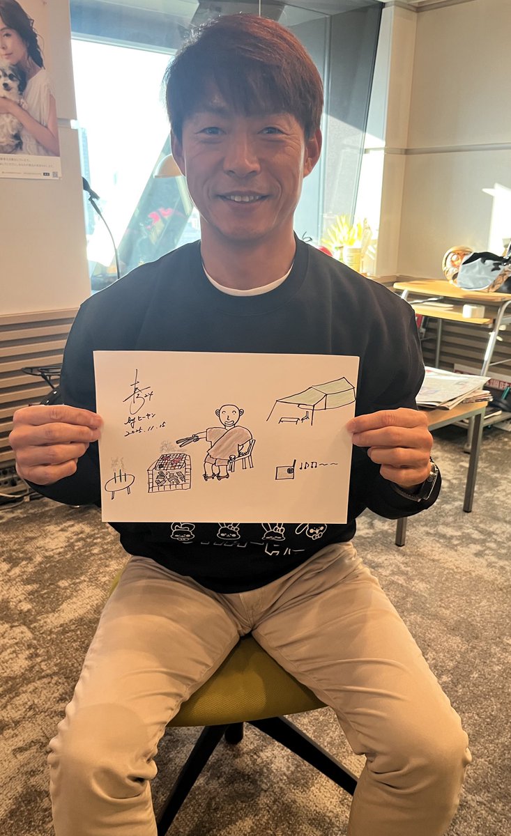 🎨桧山画伯🎨 今日のお題は… ／ ソロキャンプする和尚さん🏕️ ＼ 注目