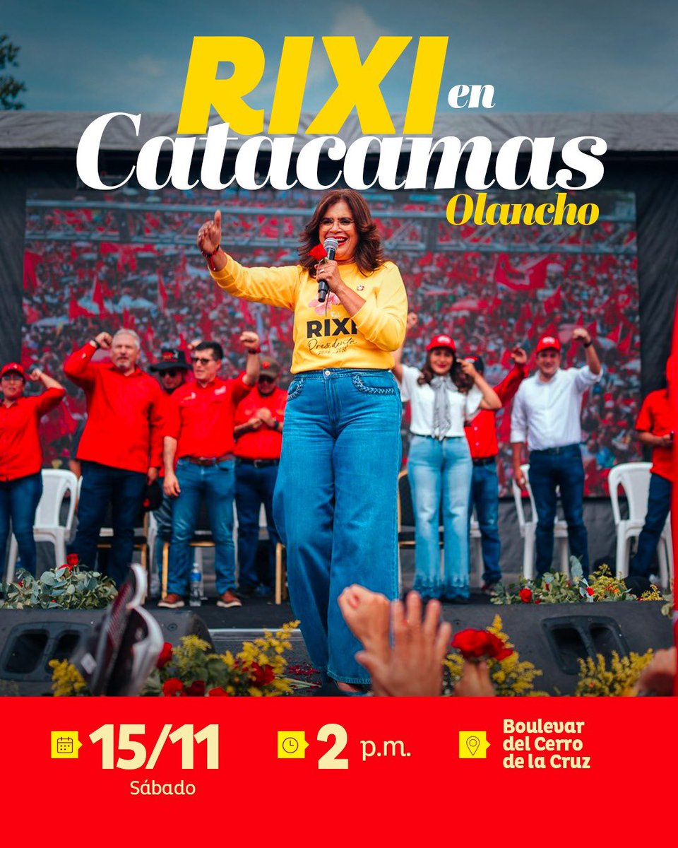 manuelzr's tweet photo. Rixi Moncada en Catacamas y Juticalpa Olancho. @PartidoLibre invita este sábado 15 en Catacamas y este domingo 16 en Juticalpa,  a movilizarnos en respaldo a nuestra candidata y próxima presidenta ! Rixi Moncada.! Su  lucha es por trasformar el modelo económico, financiero y por elecciones limpias y transparentes. contra los 2 indolentes candidatos de la oligarquía que como ciegos  defensores de los 25 grupos económicos y las 10 familias oprimen y explotan sin piedad a nuestro pueblo. Ellos ya saben  que No volverán!. ! Rixi Presidenta!