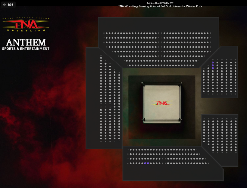 WrestleTix's tweet photo. TNA Turning Point
Nov 14, 2025 | 7:30 PM
Full Sail University, Winter Park, FL
Available Tickets: 0
Current Setup: 626
Tickets Distributed: 626
📺 Available on TNA+
🔢 Total # of seats on map: 626
💰 Resale: 5 https://t.co/gibOc4cBQM