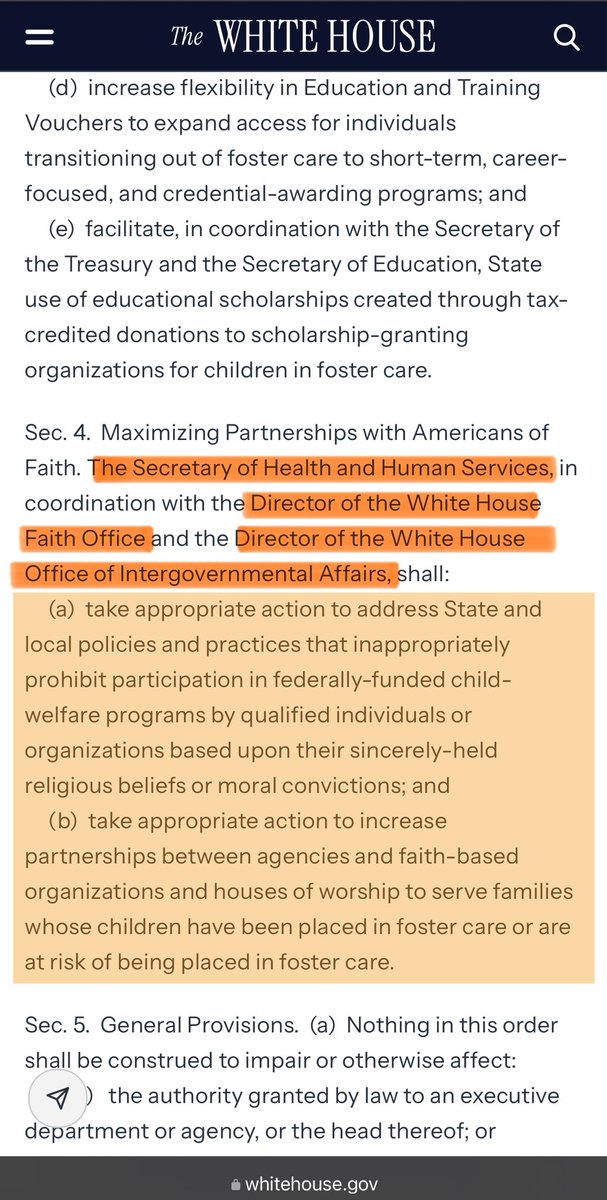 clearing_fog's tweet image. This needs attention &amp;amp; scrutiny.

Trump issued an Executive Order yesterday that would insert RFK Jr and the “White House Faith Office,” into the foster care system nationwide, deputizing them to campaign against state and local policies that ‘discriminate against the church.’