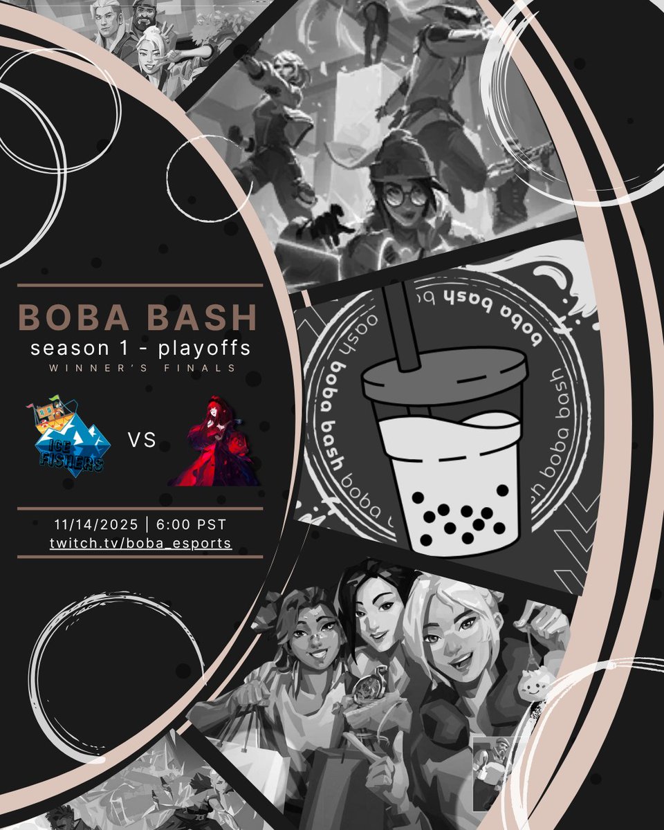 WWOOOHOOOO ONTO WINNER'S FINALS!
today's winner will earn their spot in the GRAND FINALS of Boba Bash Season 1! who do you think will prevail?

🥊| Ice Fishers VS Betrayed 3mber
⌚| 6pm PST
🎥| twitch.tv/boba_esports

#letsbrewit #bobaandbullets #valorant #league #playoffs #win