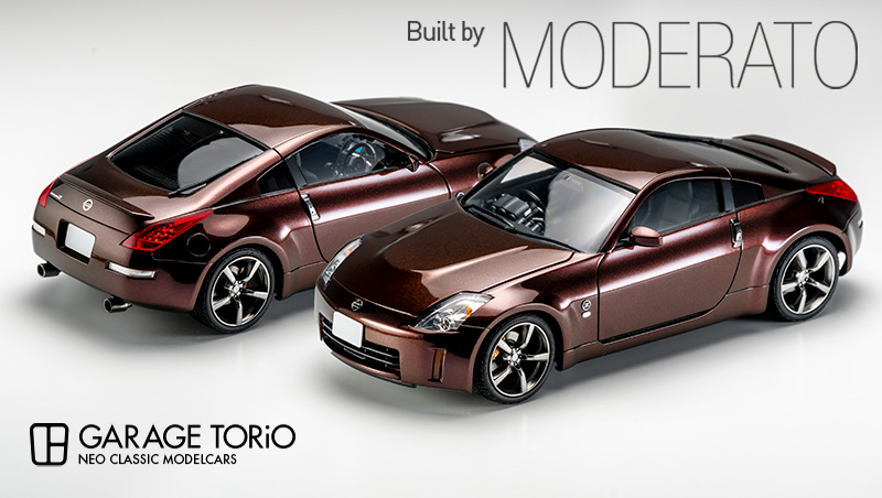 GTORiO1's tweet image. #魅力のある茶色を見せてください見た人全員強制
初代30のマルーンをイメージさせるZ33
ニッサン フェアレディZ33／AOSHIMA 1/24scale
製作@MODERATO1701 氏

#ScaleModel
#ModelCar
#JDM
#plamo