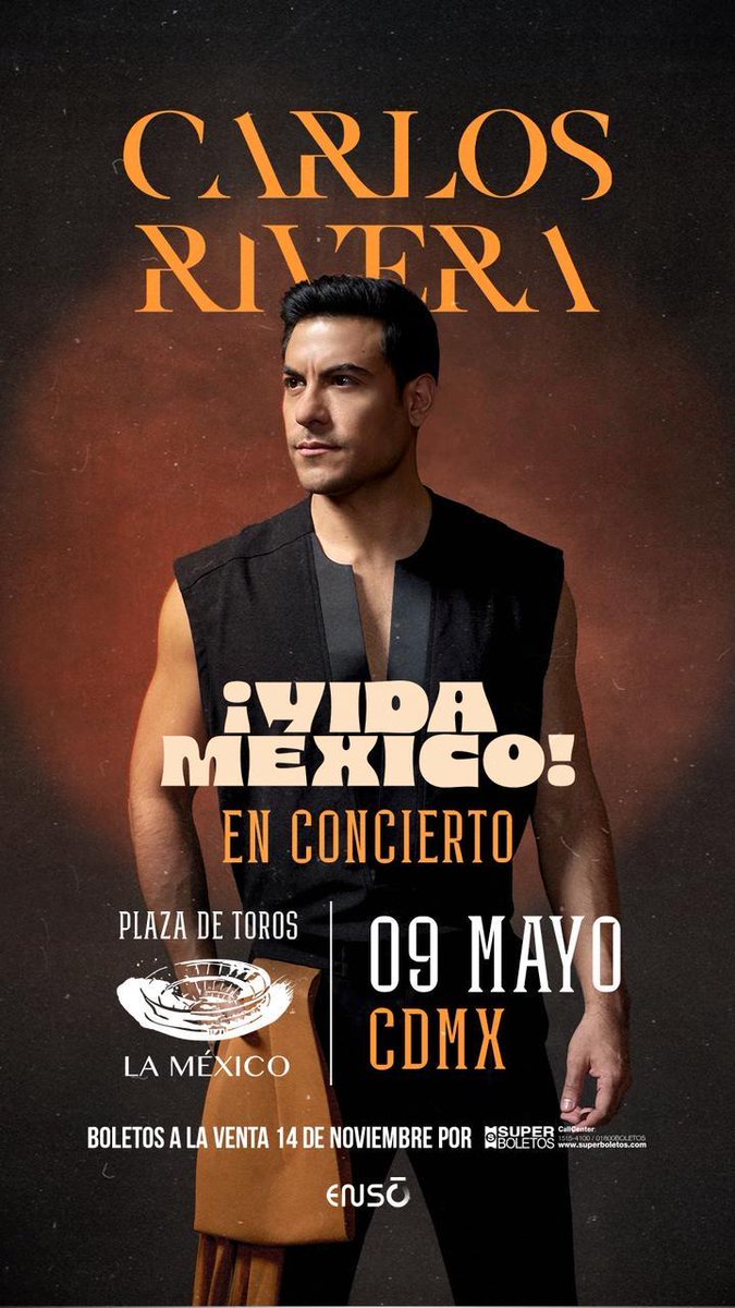 Será un imperdible 💙💙🇨🇱💙💙
Compra tu boleto 👉 superboletos.com/landing-evento…
<a href="/_CarlosRivera/">Carlos Rivera</a>     <a href="/WestWoodEntt/">Westwood Entertainment</a> <a href="/SonyMusicChile/">Sony Music Chile</a> 
<a href="/ClubSoloTu/">Carlos Rivera SóloTú</a>

VIDA MÉXICO TOUR
CARLOS RIVERA

#carlosrivera #cluboficialsolotu 💙