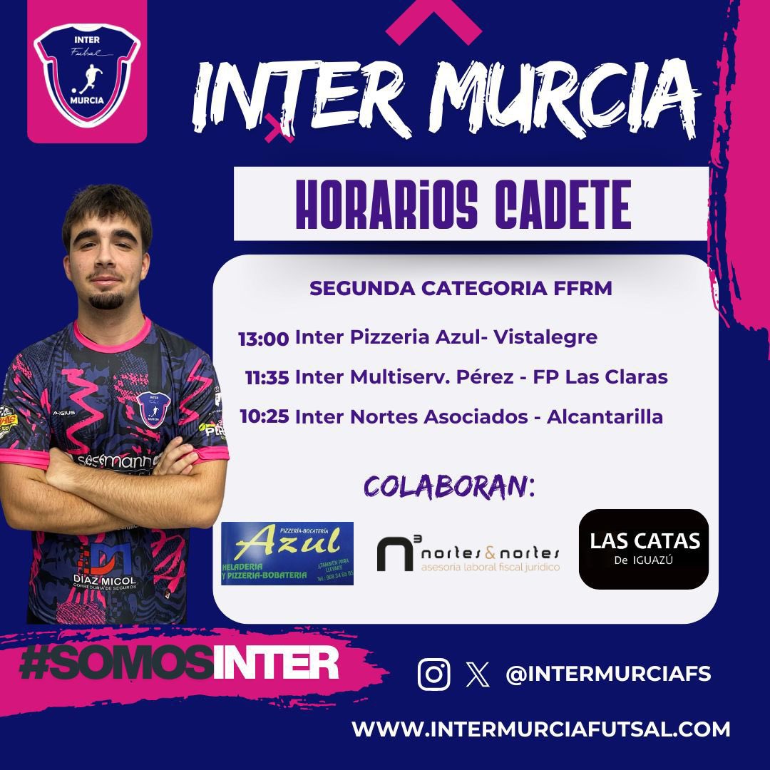 🙌 ¡Los horarios de nuestras segundas categorías! 

#SomosInter