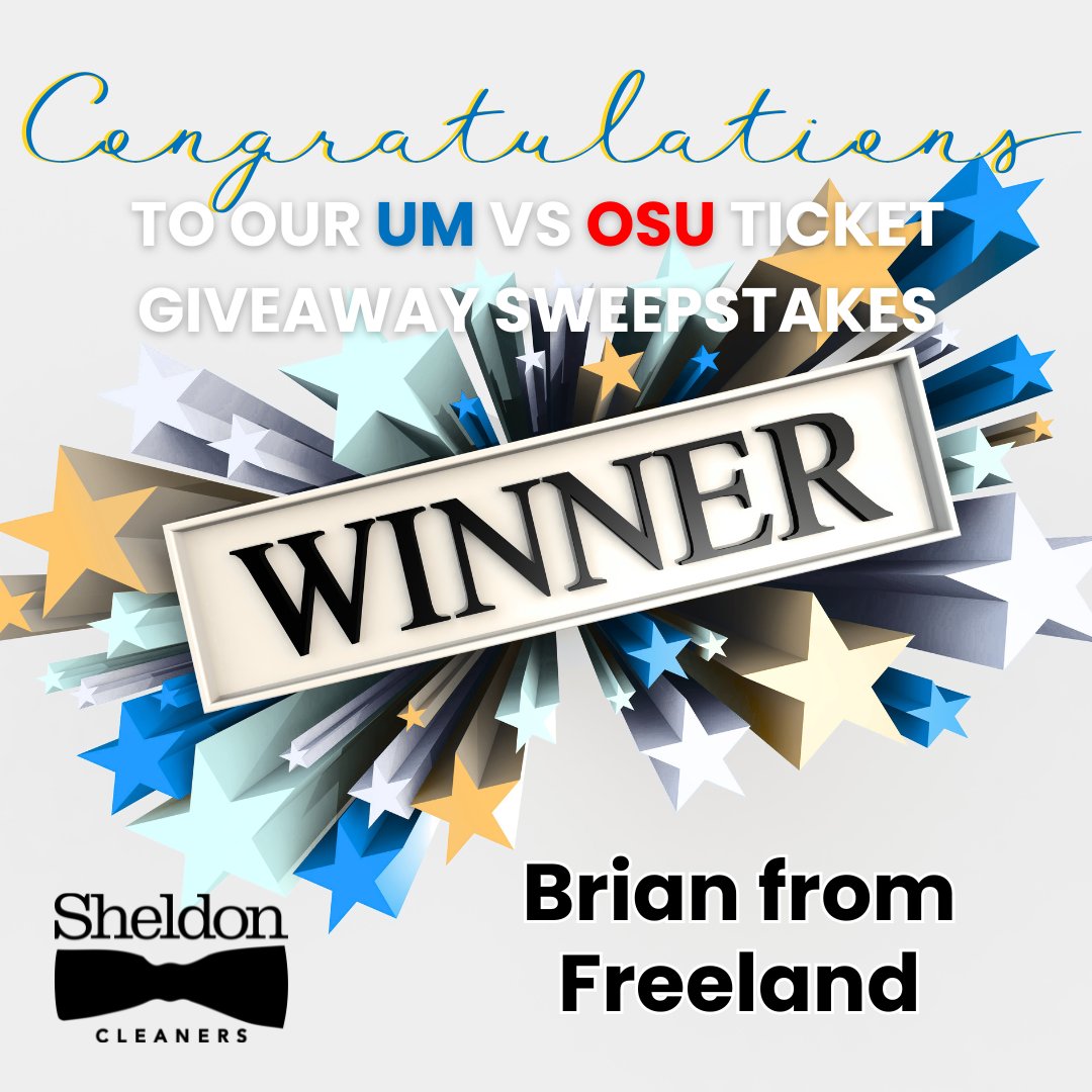 Shout out to our Sweepstakes Ticket Winner: Brian from Freeland MI🏆 Enjoy the Game 🏈🏟️!

#Sweepstakes #football #WINNER