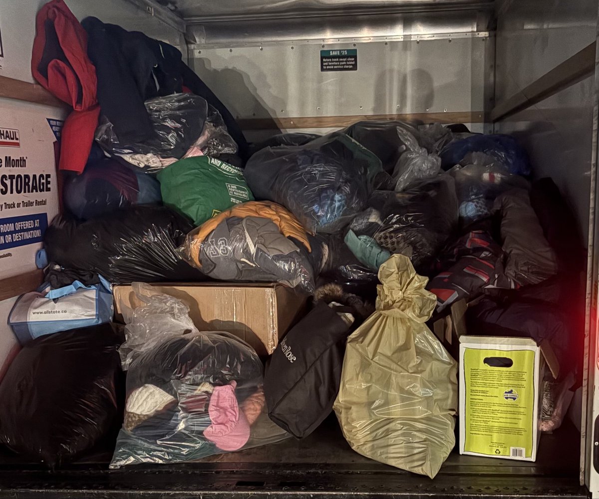 adsumforwomen's tweet photo. @FX1019 wow! Coats for Kids brought in mountains of donations. Huge thanks to sponsors and the community for generous support, helping to keep kids warm this winter.  
We can’t do this without you 
#community #warmth #coatsforkids https://t.co/YMYvBKUUQM