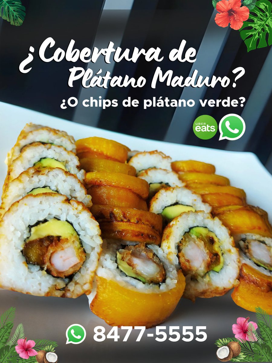 Nuestro sushi roll especial más vendido desde hace más de 7 años. 🍤🥥🥑🌶️🍯🍌
Ahora en promo de 20 piezas por tiempo limitado ⏰
Camarones con cobertura crujiente de coco, aguacate, miel naranjibre, plátano maduro y un pizca de chile picante 💚🥢
