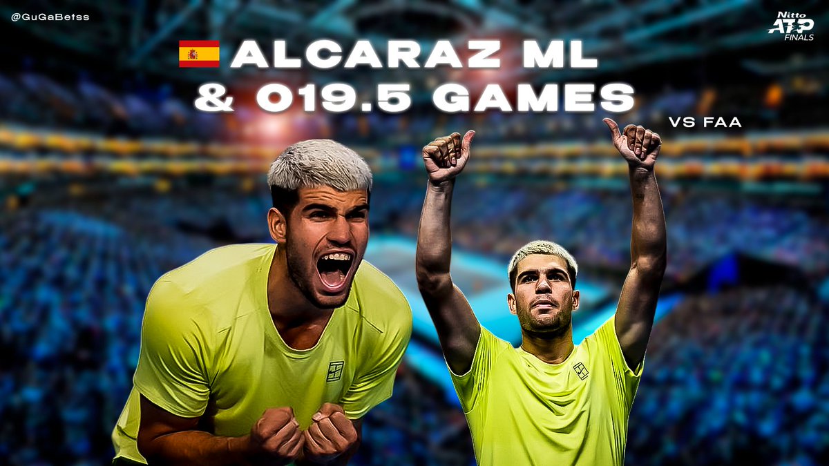 🇮🇹 𝗔𝗧𝗣 𝗙𝗶𝗻𝗮𝗹𝘀 𝗧𝘂𝗿𝗶𝗻

🇪🇸 Alcaraz ML &amp; O19.5 games @ 1.74/-135

Hit 𝗙𝗢𝗟𝗟𝗢𝗪 - If you’re 𝗧𝗔𝗜𝗟𝗜𝗡𝗚🔒

Looking at the upcoming semifinal between Alcaraz and Auger-Aliassime, the conditions in Turin heavily favor strong servers. The courts are among the fastest