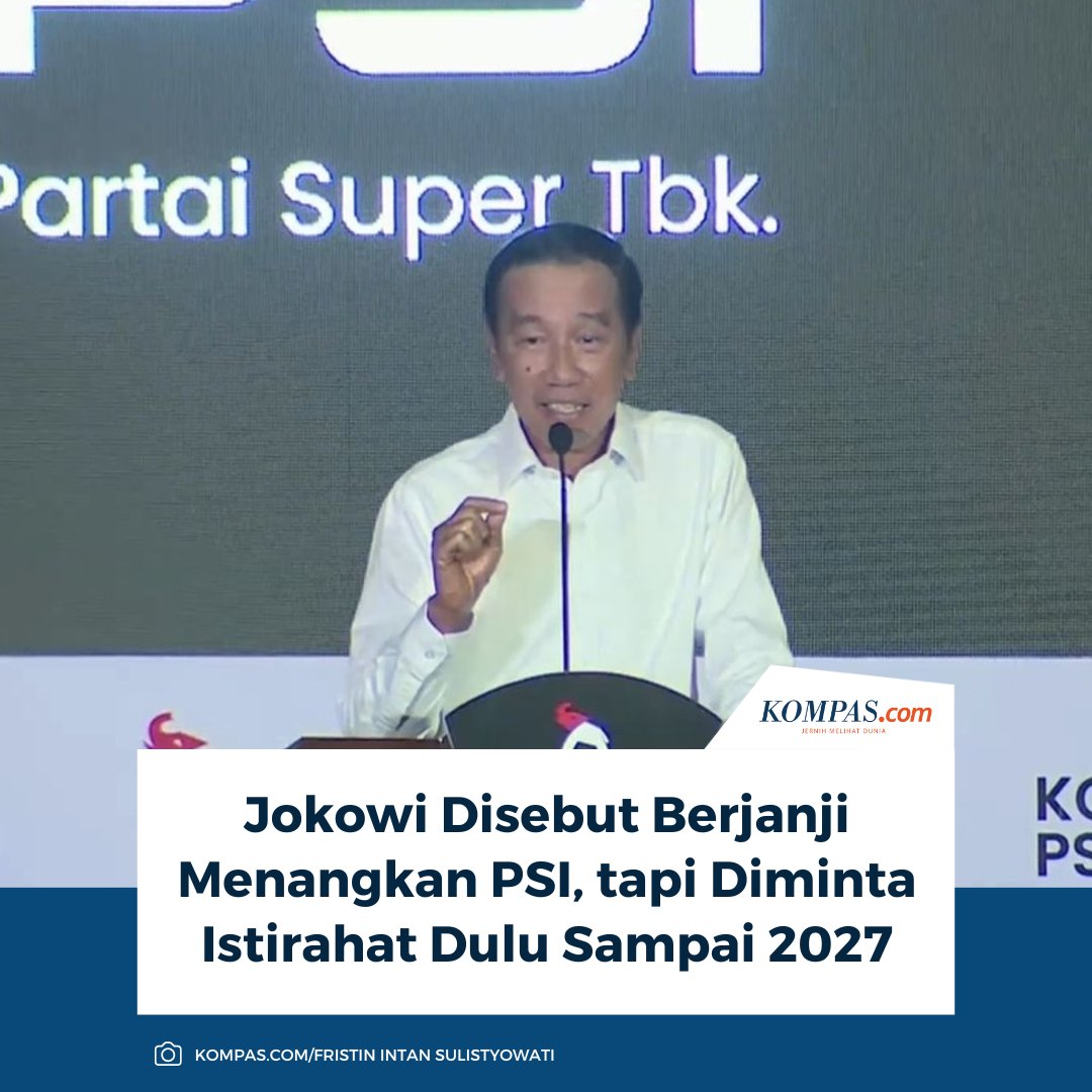 Ketua Harian Partai Solidaritas Indonesia (PSI) Ahmad Ali mengatakan, Presiden ke-7 Joko Widodo (Jokowi) telah berjanji akan berjuang memenangkan PSI di Pemilu 2029. Baca selengkapnya 👇 https://t.co/HIie3DruaP ~LL #Jokowi #PSI