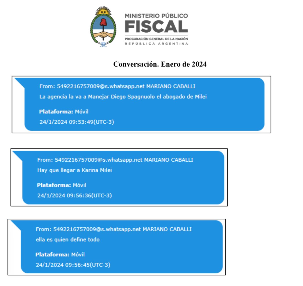 Apenas asume Milei, el grupo de operadores de laboratorios y droguerías preparaba el terreno. En los mensajes que forman parte del dictamen del fiscal, uno avisa que Spagnuolo quedará a cargo de la ANDIS y agrega: “hay que llegar a Karina, ella es la que define todo”. Enero 2024.