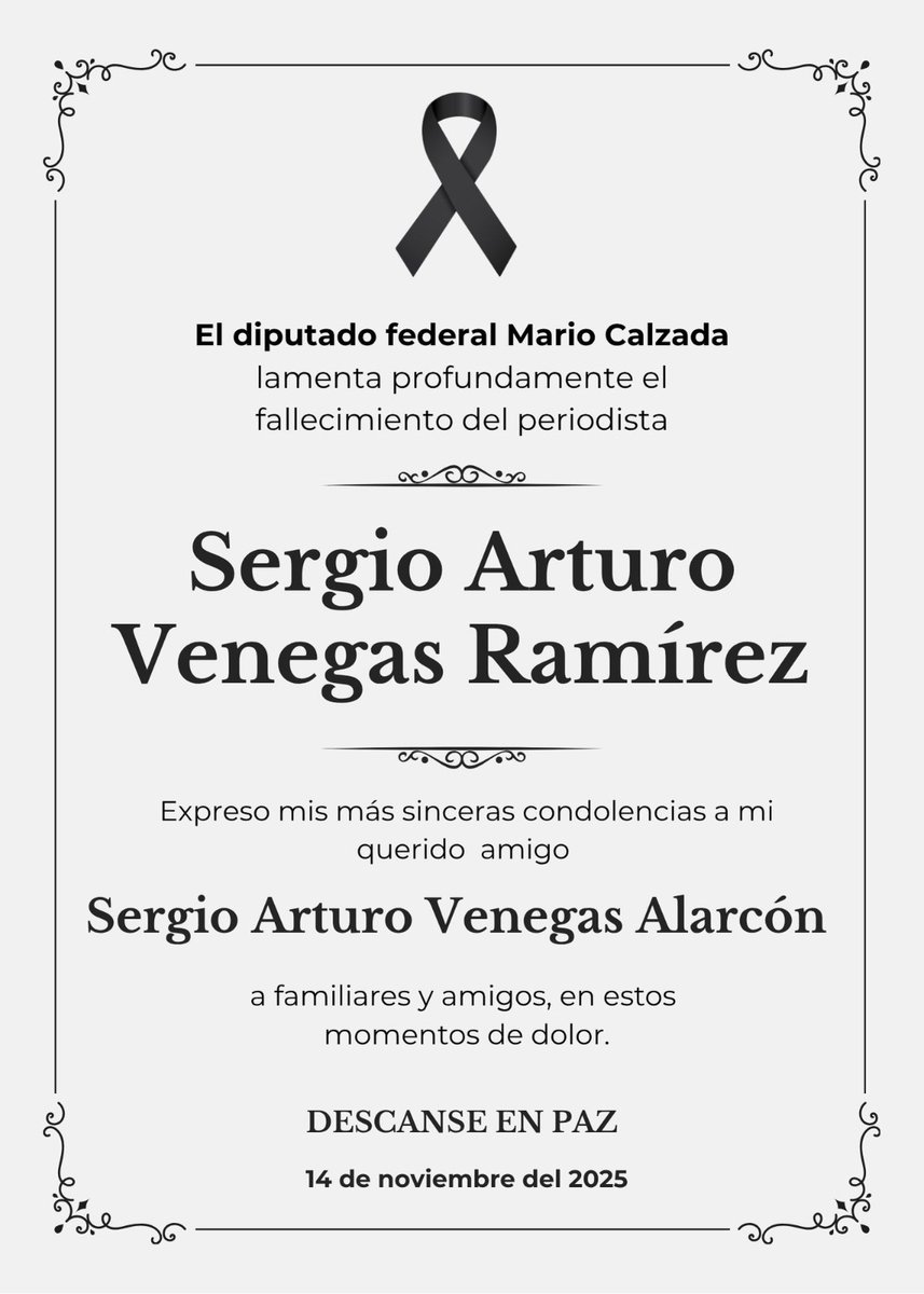 Descanse en paz Sergio Arturo Venegas Ramirez, pronta resignación a su familia, en especial a mi querido amigo Sergio Arturo Venegas Alarcón.