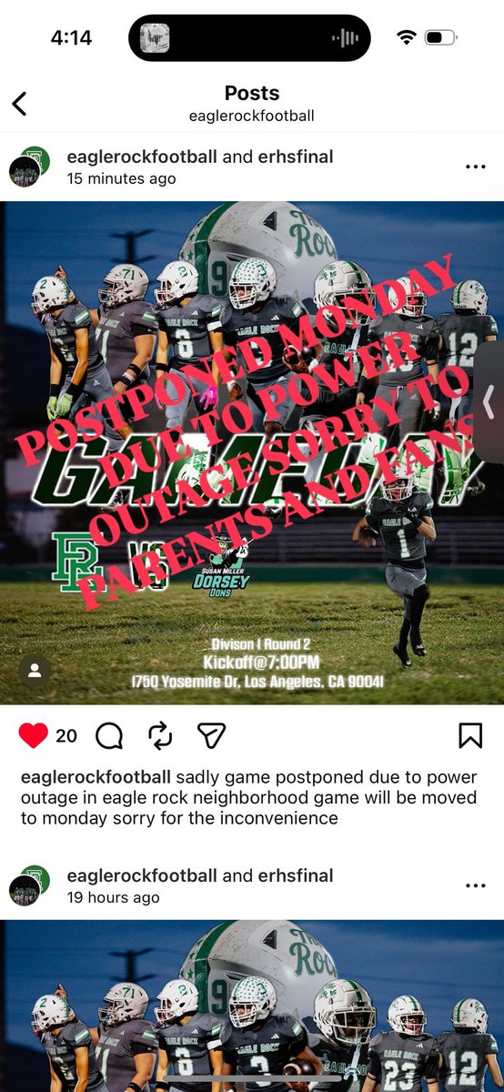 <a href="/CIFLACS/">CIF LA City Section</a> how is this supposed to work for the winner of this game? Are they going to play two games in 1 week? What does that for the rest of the playoffs?