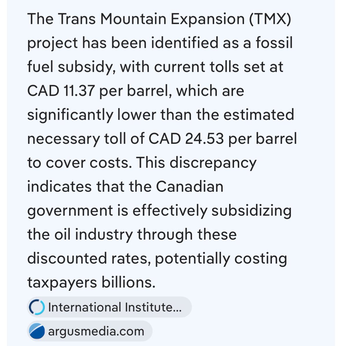 <a href="/wartsnuf/">Warts</a> <a href="/chriswarkentin/">Chris Warkentin</a> That’s not at capacity

That also includes taxpayer subsidy of $13/bbl (I was wrong when I said $10/bbl). 

How much excess capacity if the full cost would be paid by O&amp;G companies? If Canadians didn’t subsidize oil and gas companies for Alberta’s benefit?