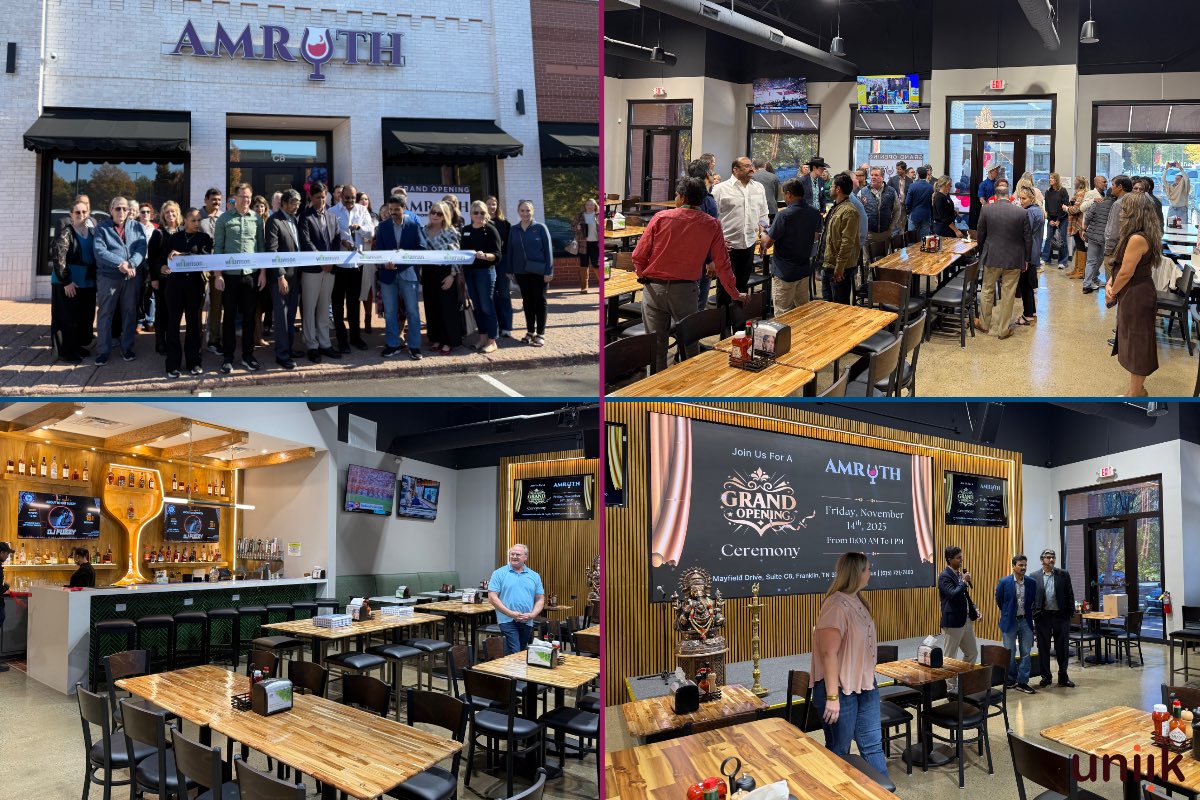 UniikCo's tweet photo. Congratulations on the Grand Opening of Amruth Sports Bar! Loved the opportunity to work with the dynamic ownership team to create a multi-use design concept, usable as a sports watch bar, a cozy family dinner spot, or a musical night! 

#uniik #interiordesign #franklintn https://t.co/tPrGjSbg8o
