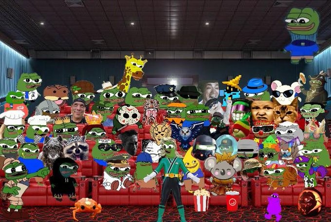 GE Frens, Happy Fren Art Friday!  Here's dat time I went to da movies wif ALL Da Frens (most).  Unsure who made it, I didn't have sense yet to start keeping track. Maybe someone else knows?  🤔
Wishing everyone a great weekend!  🦒💛💚💙🤍