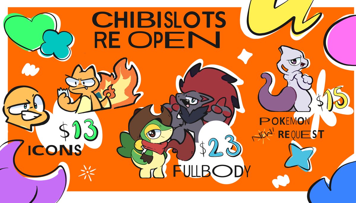 DegXD24's tweet image. Chibislots Re-Open!! 🧡✨

I&apos;m back after a short break, finally feel confident to open slots again for anyone interested in getting a chibi drawing!!

There will be 10 slots available, and for the first time, I&apos;ll be taking requests for any Pokémon you&apos;d like to see in my style!