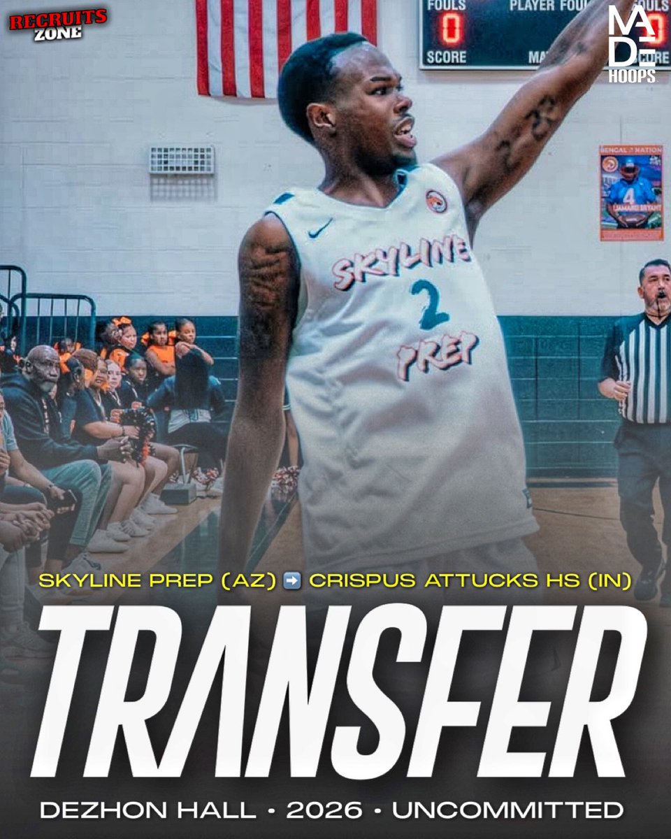 INFO: 2026 prospect DeZhon Hall plans to return to his home state of Indiana and transfer to Crispus Attucks HS (IN), sources tell <a href="/madehoops/">MADE Hoops</a> . 

Wisconsin has been in heavy contact with him recently, as well as St. Bonaventure, Minnesota, and others in contact with him.