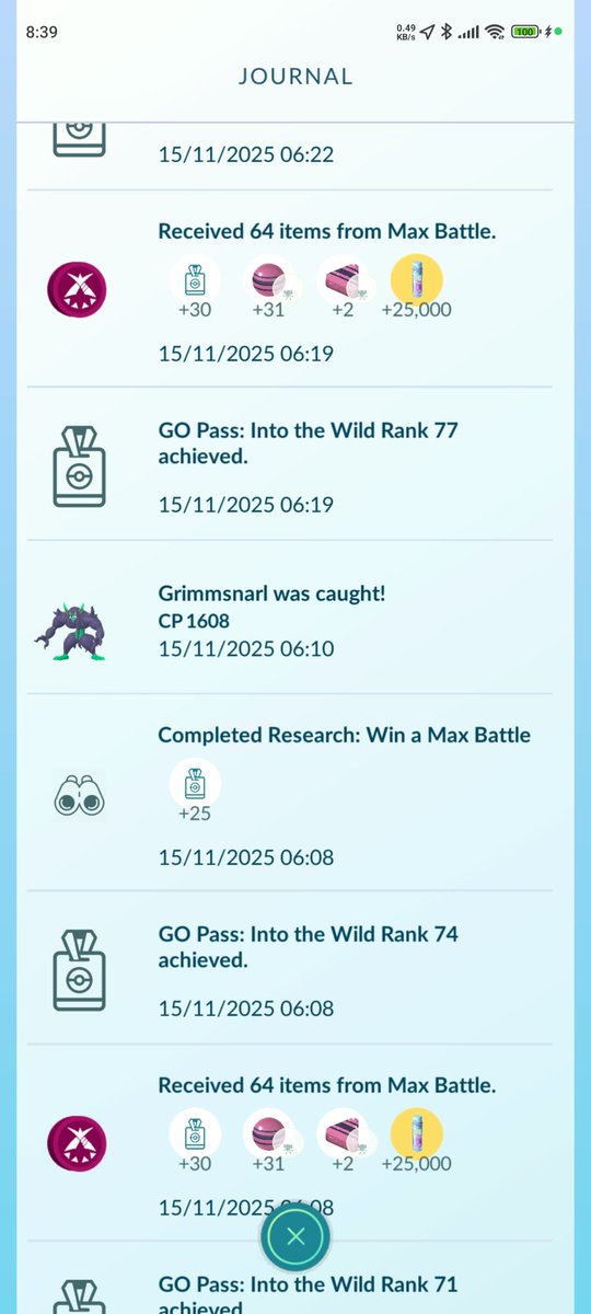 suPirman's tweet photo. @NianticHelp Winning Gmax normally rewards 1 Rare Candy XL and 1 Candy XL but because GO Pass Into the wild bonus I got 2 Candy XL without Rare Candy XL https://t.co/0PIEEdxQuN