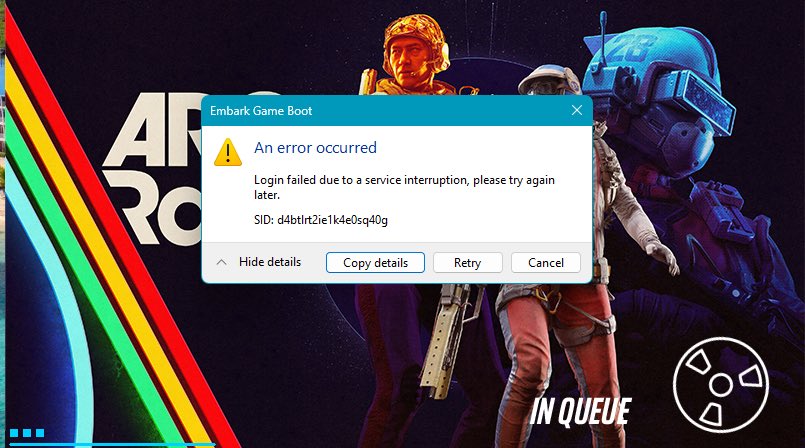 hints_x's tweet image. I’ve never got a windows game boot error from a game EVER… now the game seems to be coming back for people… who unplugged the router to change the IP address?? @ARCRaidersGame @ScrappyRooster
