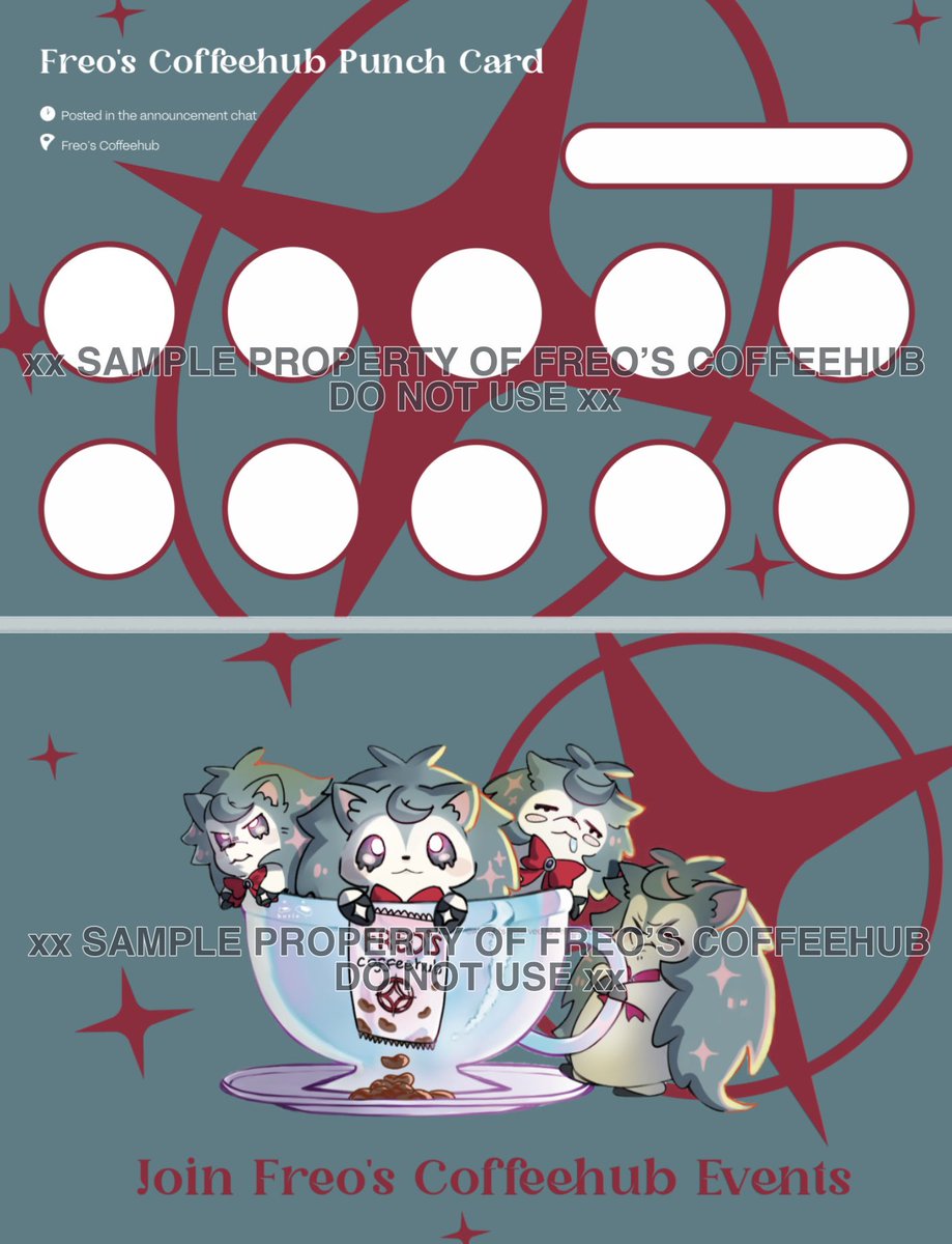 ☆ Freo’s Coffeehub is hosting our official first event on November 17th!We’re also introducing our offiical event punch card! Join our server to earn your very first event stamp 🍿✨

Join here: discord.gg/msmV4TK6bQ