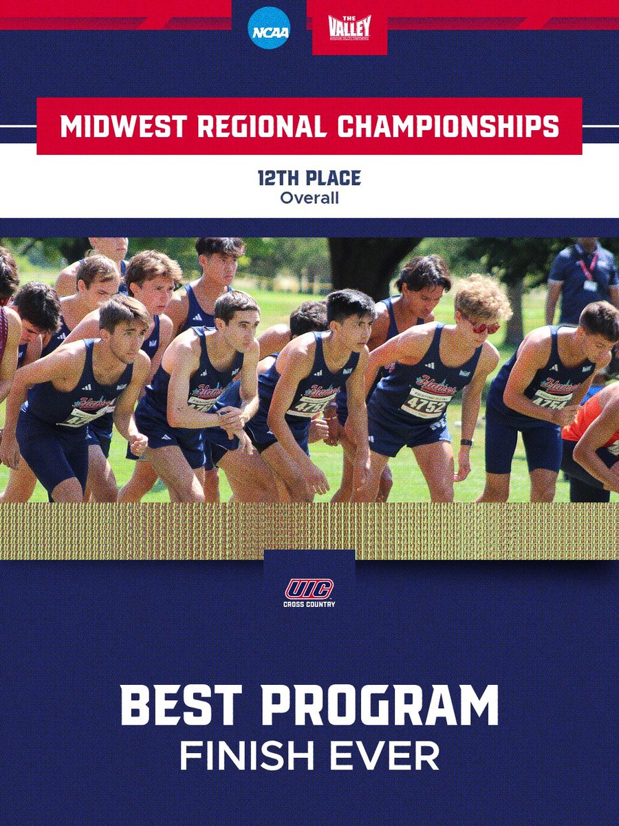 UIC_XCTF's tweet image. With today’s Midwest Regional Championship performance, the Men’s Cross Country had their Best Program Finish in School History 🔥🏆

#ChicagosCollegeTeam