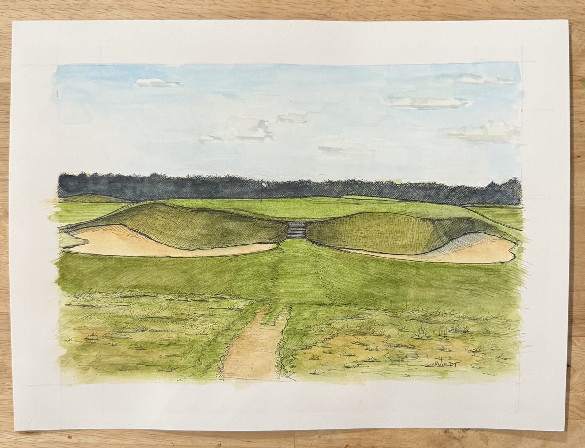 Short - Par 3 - 14th - Lido

My latest attempt to capture some of my favorite golf holes in a bigger drawing. Still working some of the kinks out but love the challenge.