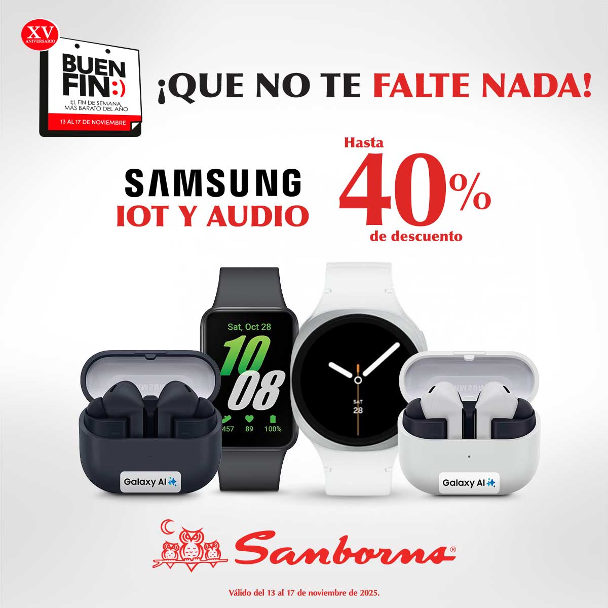 Nuevos audífonos, nuevo smartwatch… nuevo tú 😉💙
Llévate tus favoritos #Samsung con un descuentazo. cutt.ly/lteuhf6B 

Hasta 40% de descuento.

Consulta términos y condiciones en: bit.ly/4hQWbtw

#BuenFinEnSanborns #BuenFin2025 #DescuentosSanborns #BuenFin