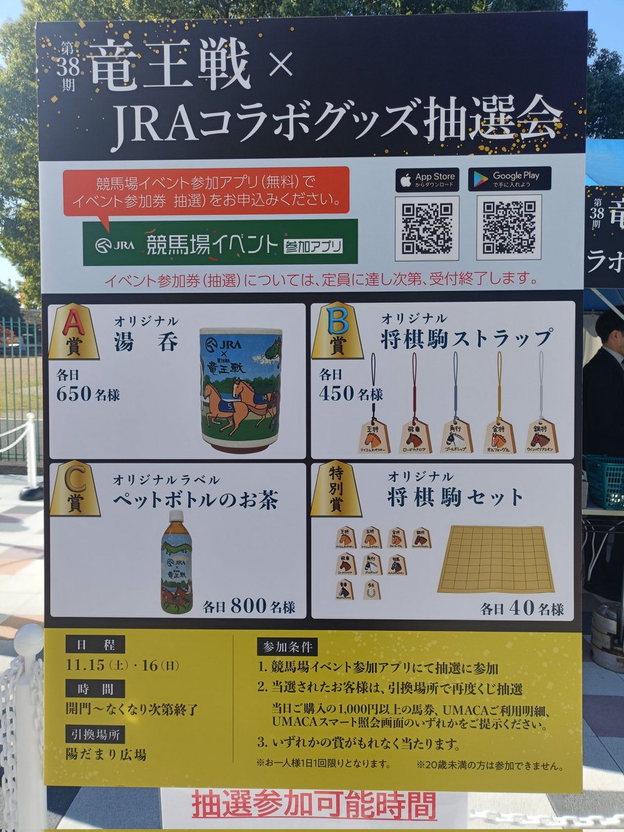 竜王戦×JRA コラボグッズ抽選会 特別賞 将棋駒セット 競馬 ～秋の2大