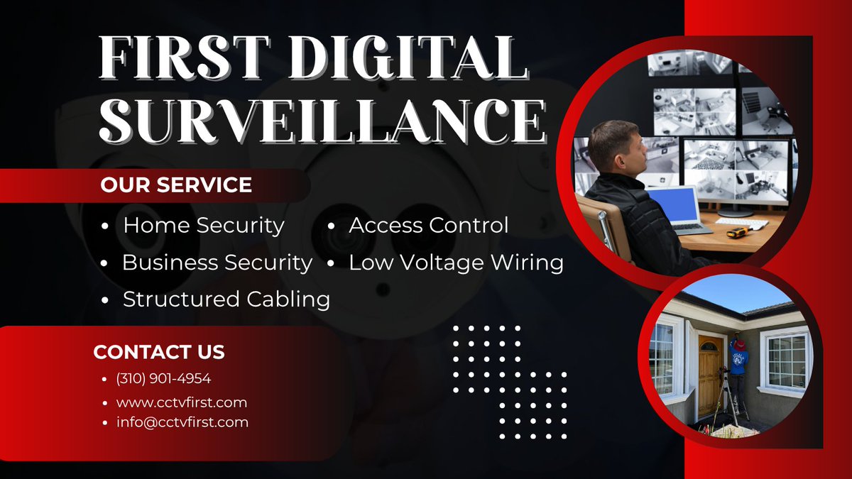 cctv1st's tweet image. Learn who we are. First Digital Surveillance delivers CCTV, access control, and structured cabling across Los Angeles.

📞 (310) 901-4954
📧 info@cctvfirst.com

🌐 cctvinstallation-losangeles.com

#securitycamerainstallation #losangelescctv #homesecurity