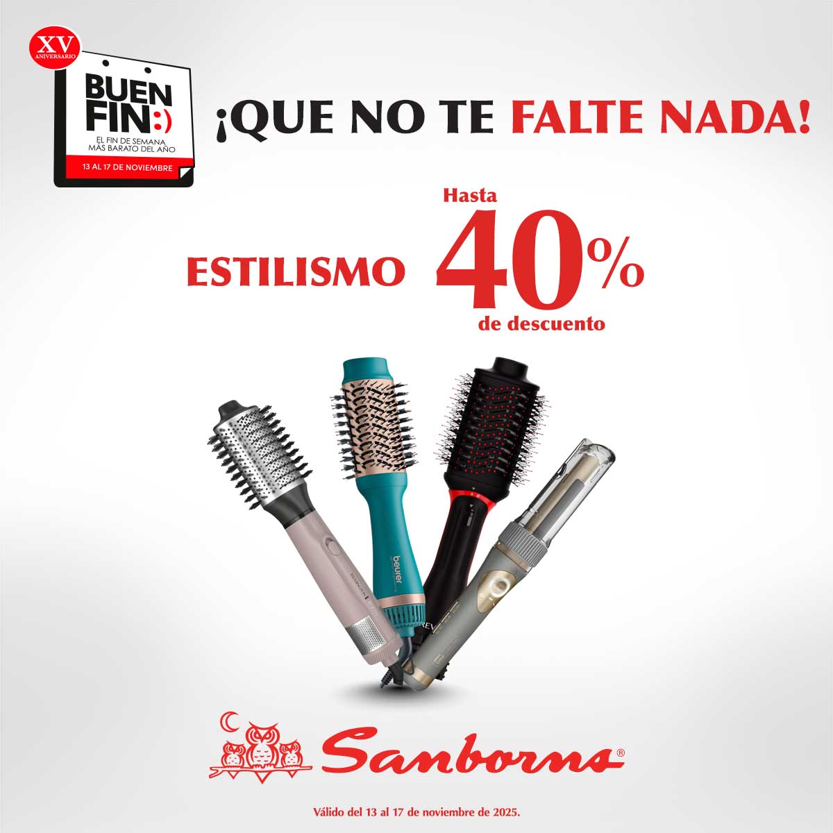 Tu mejor look empieza con las herramientas correctas. 💕
Aprovecha este Buen Fin y estrena tu aparato de estilismo ideal. 💁‍♀️ cutt.ly/Fteukq4I 

Hasta 40% de descuento.

Consulta términos y condiciones en: bit.ly/4hQWbtw

#BuenFinEnSanborns #BuenFin2025