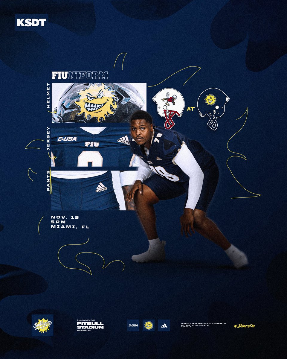 FIUFootball's tweet photo. Our fit for tomorrow ☀️ 

#FIUniform | #BlazeEm https://t.co/IeBjI84ErF