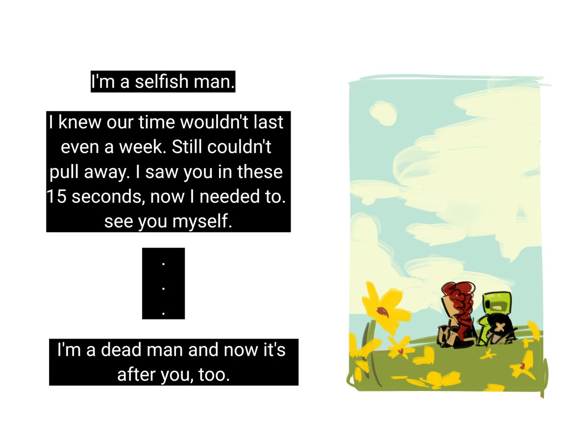 HackerStreet2's tweet image. An idea for a fic where D3r somehow survived the Yellow King, but he only had a few days to live and he made the selfish decision to meet Avery in person rather than leave a note

#d3rlord3 #averythemayo #slimeknight #minecraftarg