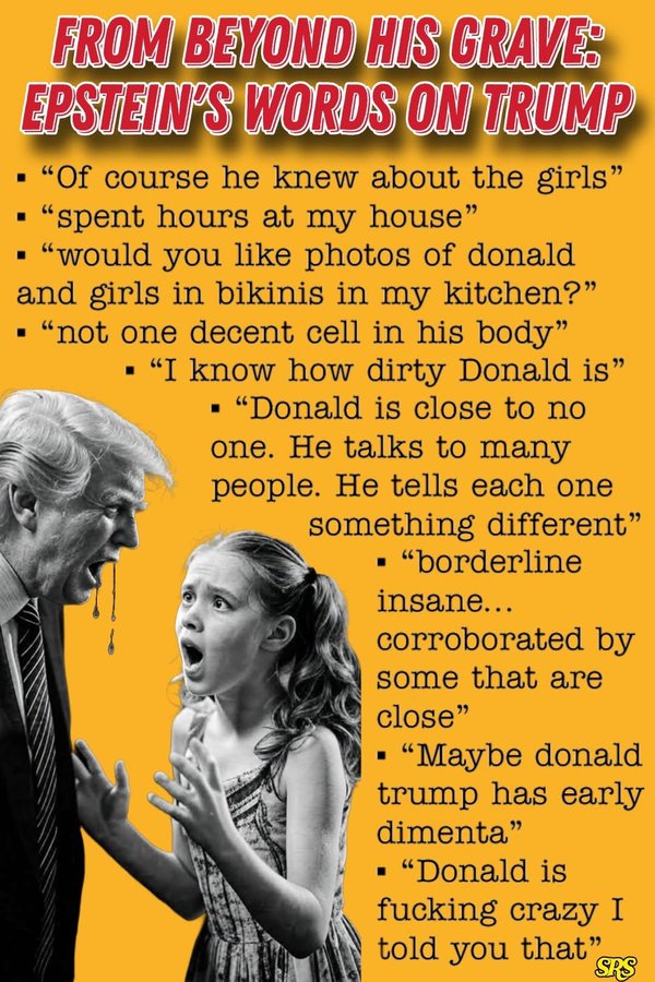 WILLDYE4U's tweet image. hey!
@realDonaldTrump

your FEEBLE ATTEMPT at
#WhatAboutISM
ISN'T GOING TO WORK!

this isn't about THEM
it's about YOU!

YOU KNOW what you did
with those little girls!

if you weren't ashamed to do it
you shouldn't be ashamed
to admit it!

it's all coming out
the WORLD will know!