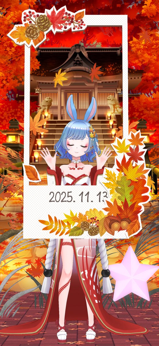 コンコン様 載せ忘れてたやつー！！ このフレーム可愛いね🍁🍂 昨晩低気圧にやられ