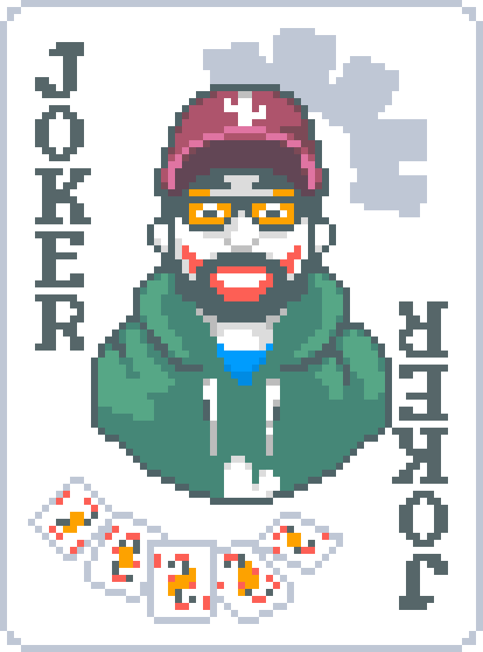Je suis si fier <a href="/BalatroGame/">Balatro</a> <a href="/LocalThunk/">localthunk</a> 
Merci <a href="/NOP_Pixels/">NOP</a> pour ce cette carte à mon image absolument incroyable!

#Balatro #pixelart