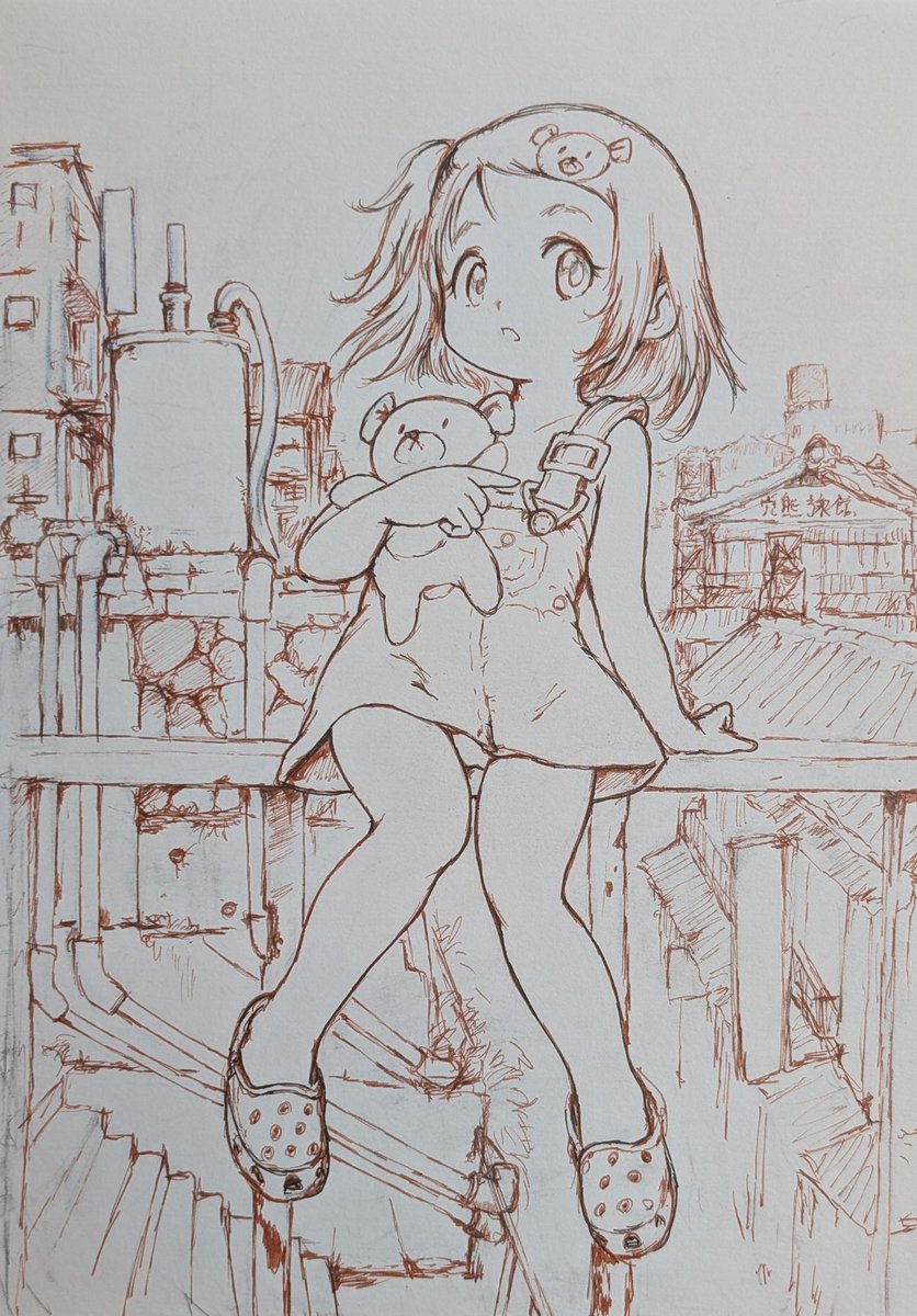 個展に出した色鉛筆画の線画です。 TMKポスター紙にコピックマルチ