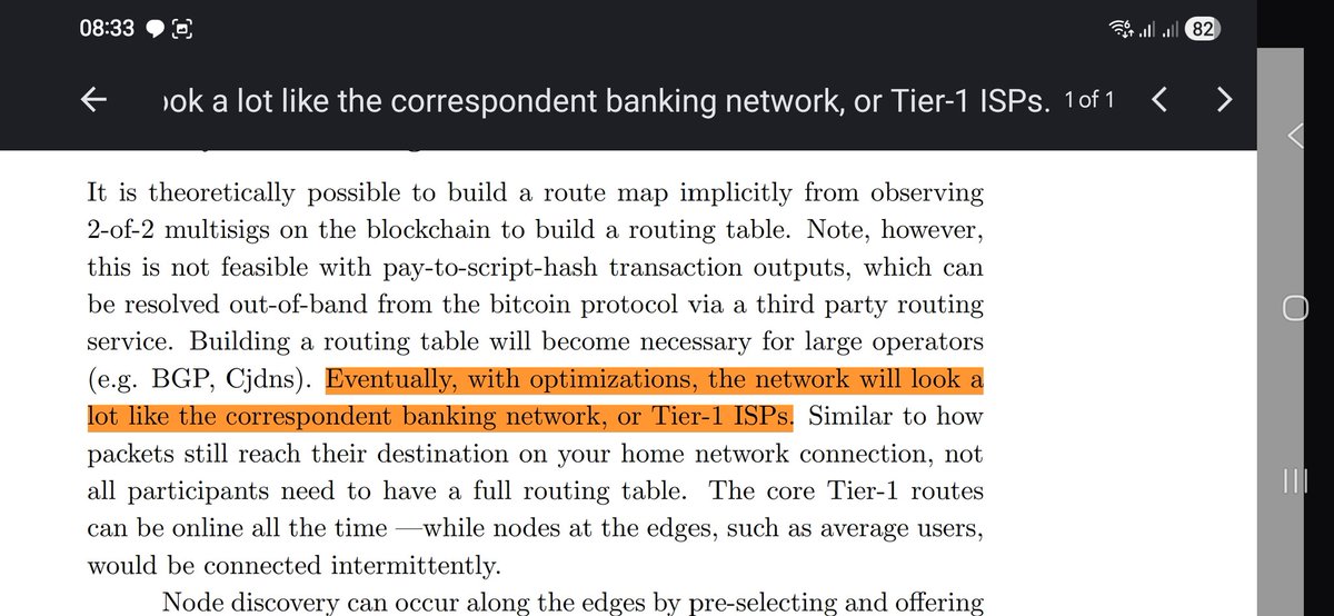 This is the part nobody wants to say out loud: what you see in that Lightning paper screenshot is not a bug, it’s the business plan. The line is right there in black and white: “Eventually, with optimizations, the network will look a lot like the correspondent banking network, or