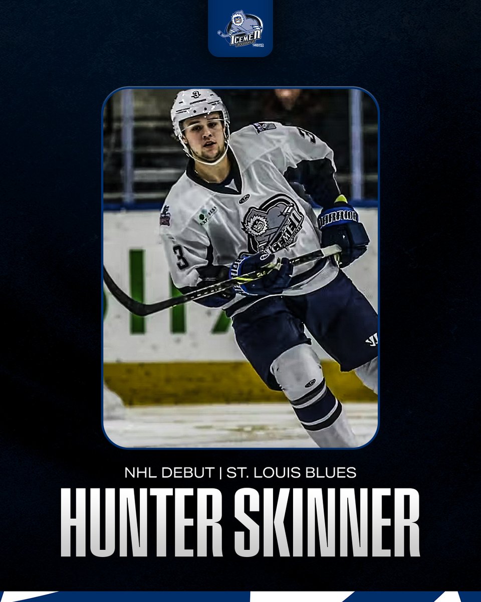 JaxIcemen's tweet photo. Congrats to former Icemen defenseman Hunter Skinner on his NHL debut with the @StLouisBlues! 
-
Read More | https://t.co/8POUZn3x2L https://t.co/DzNqPAGb4R