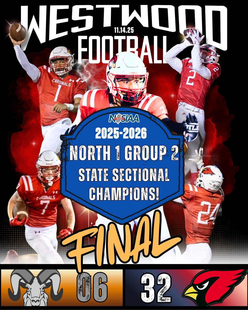 CardinalsTDClub's tweet image. Congratulations to our N1G2 State Sectional Champions‼️