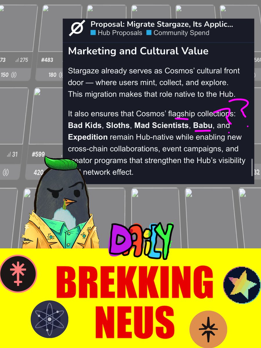 BREKKIN NEUS:

The <a href="/StargazeZone/">Stargaze ✨🔭</a> team is apparently deluded enough to think that Babu Pengus are one of their blue chips. 

We are so cooked