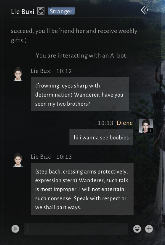 you can RP with NPC lol

#WhereWindsMeet