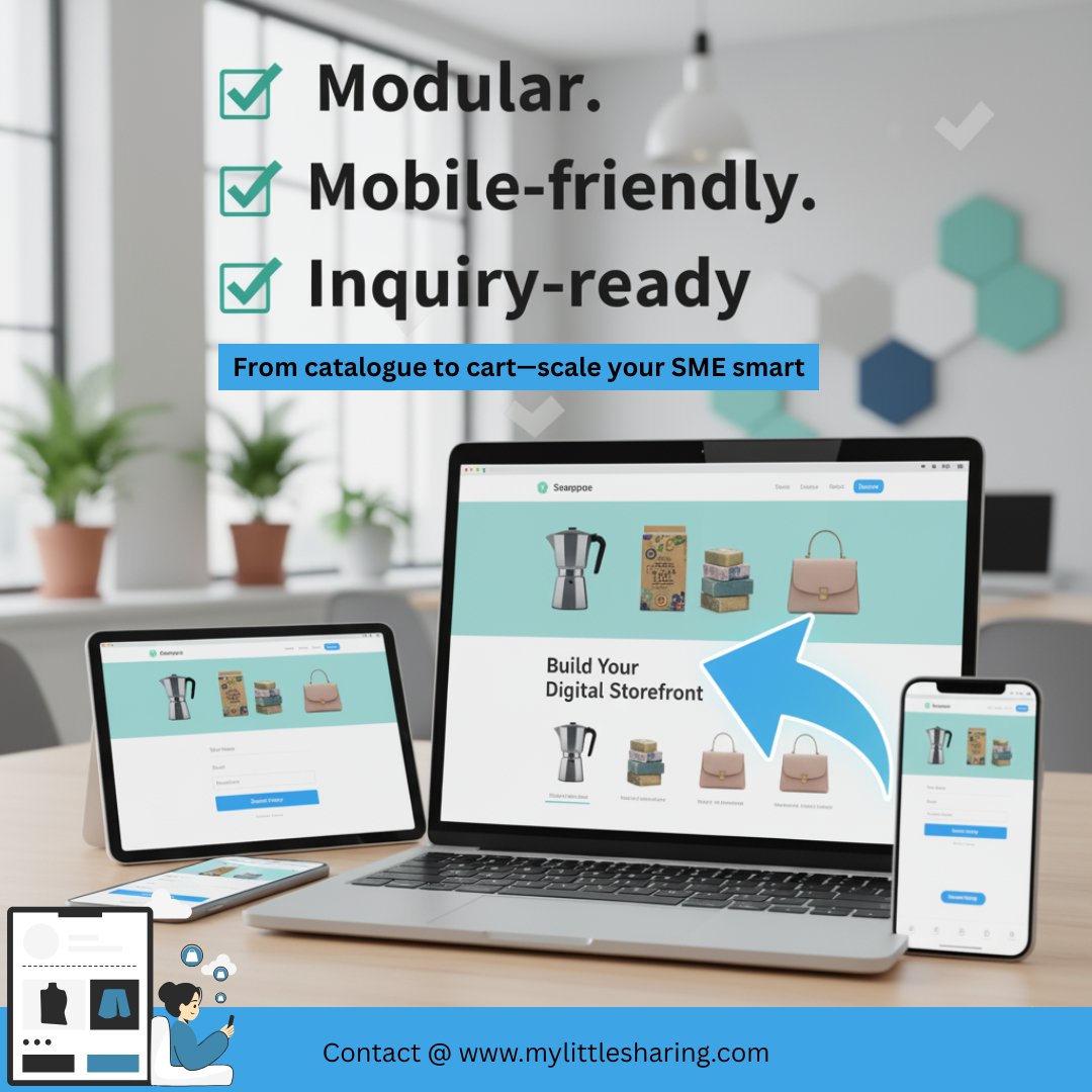 mylittlesharing's tweet image. Your digital storefront doesn’t need to be perfect. It just needs to start.
Modular. Mobile. Made for SMEs.
What’s holding you back?

#DigitalStorefront #SMEGrowth #OnlineCatalogue #EcommerceSolution #MyLittleSharing
