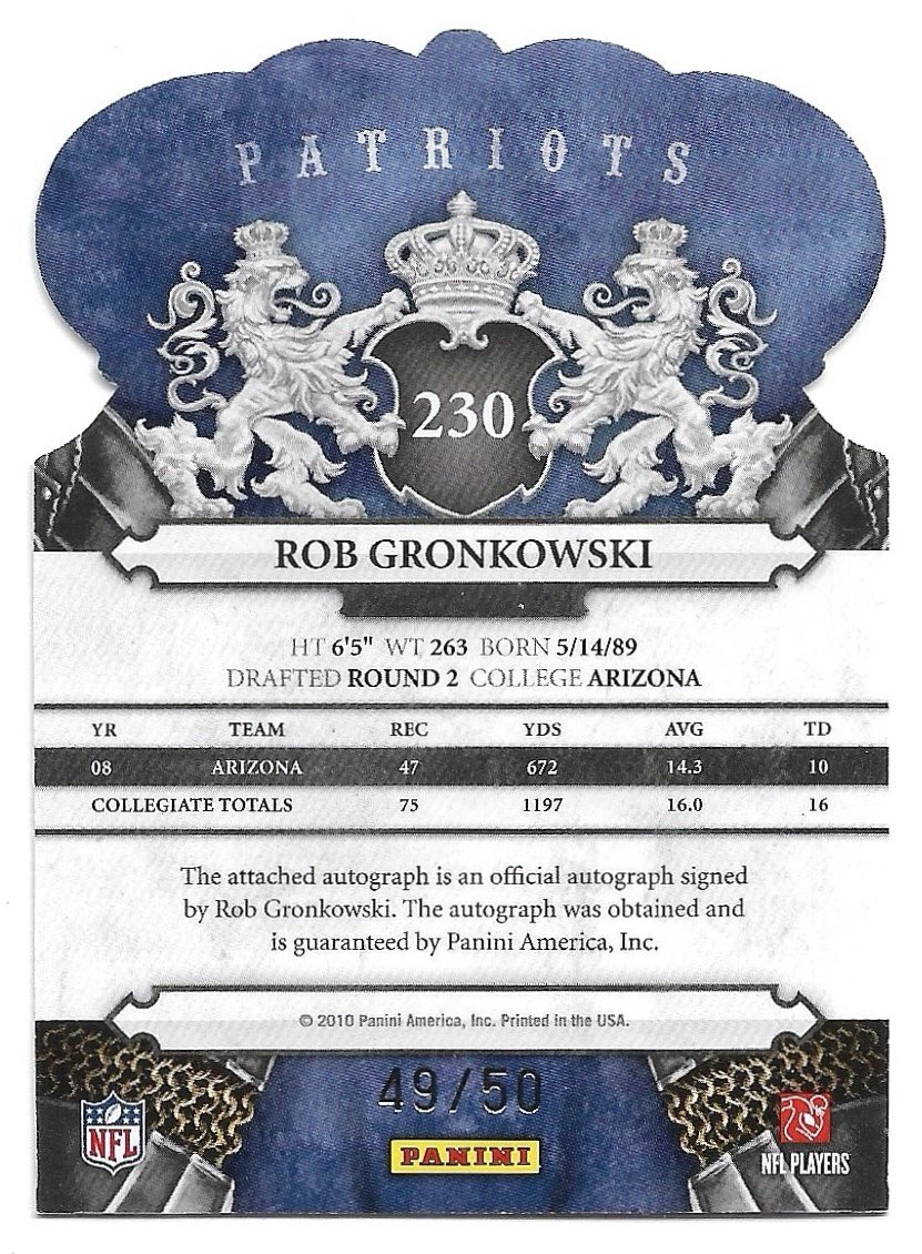 Rob Gronkowski /50 Blue Crown Rookie Auto

$200 BMWT