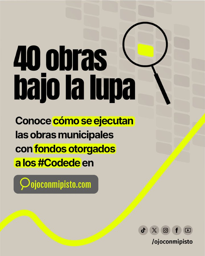 ¡El especial 🚧#40obras bajo la lupa🔍– Codede ya cuenta con datos actualizados al 3 de noviembre!
Hasta la fecha, ya hay 15 proyectos terminados y un 53% de ejecución financiera.

Consulta el avance físico y financiero💰 del proyecto de tu municipio👇
f.mtr.cool/hwvtlpblnx