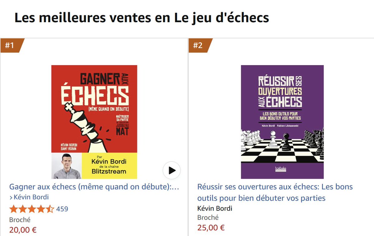 fablibi's tweet image. &quot;Réussir ses ouvertures&quot; fait un bon démarrage et est en bonne compagnie dans le top des ventes Amazon !

Merci.

amzn.eu/d/avJfvGl

#Echecs #Chess #Ouvertures #Livre #Pedagogie