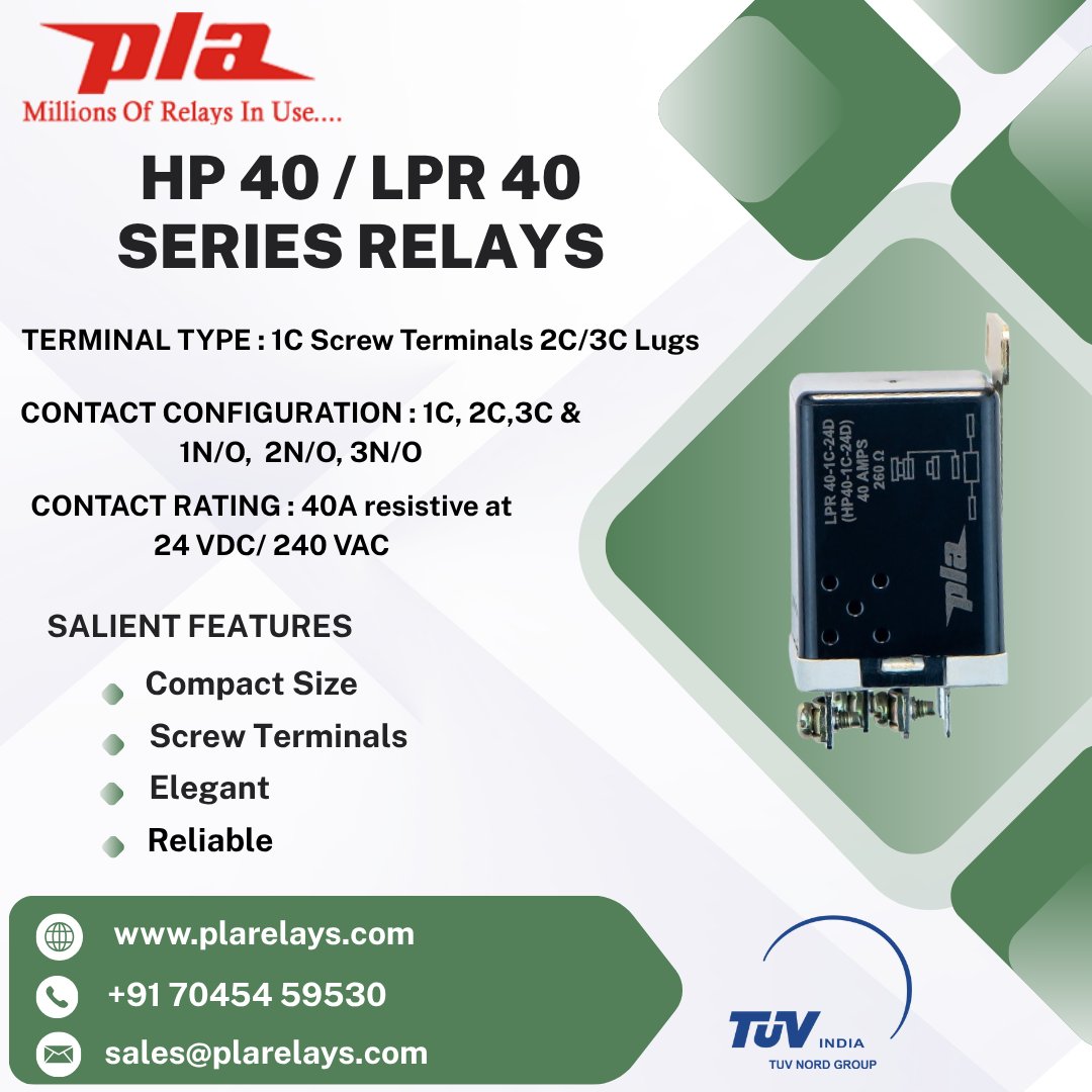 PlaRelays's tweet image. LPR 40 SERIES PLA POWER RELAY

#stabilizers #powerpanels #powerdevices